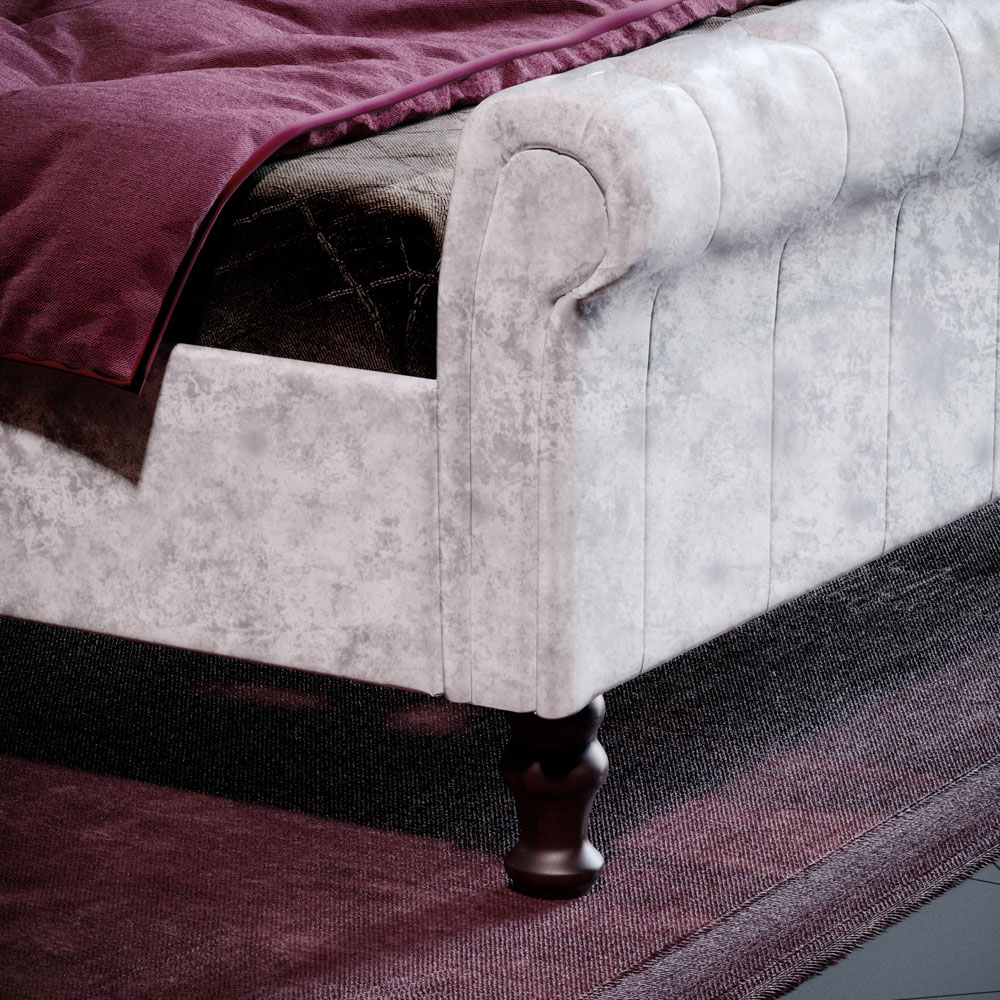 Vida Designs Double Violetta Silver Crushed Velvet Bed Frame Image 4
