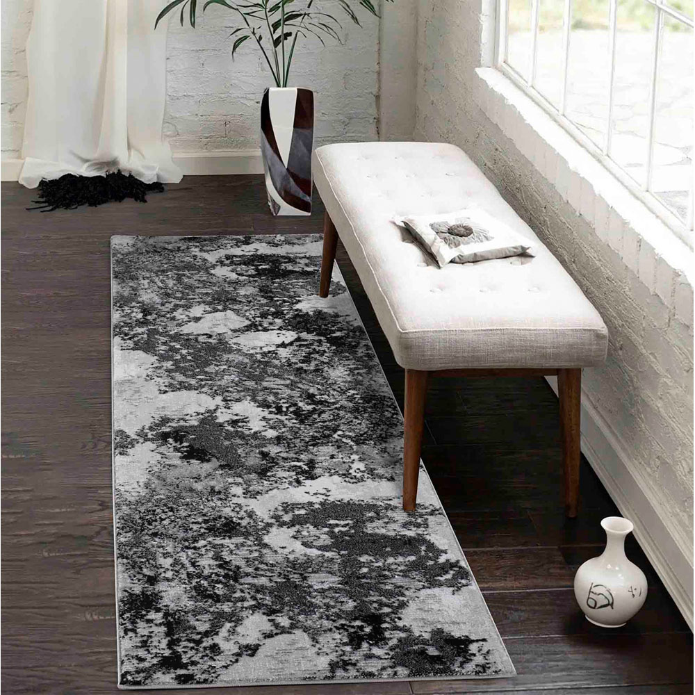 Desire Rugs Serenity Black Abstract Sprayed Grunge Texture Rug 200 x 290cm Image 5
