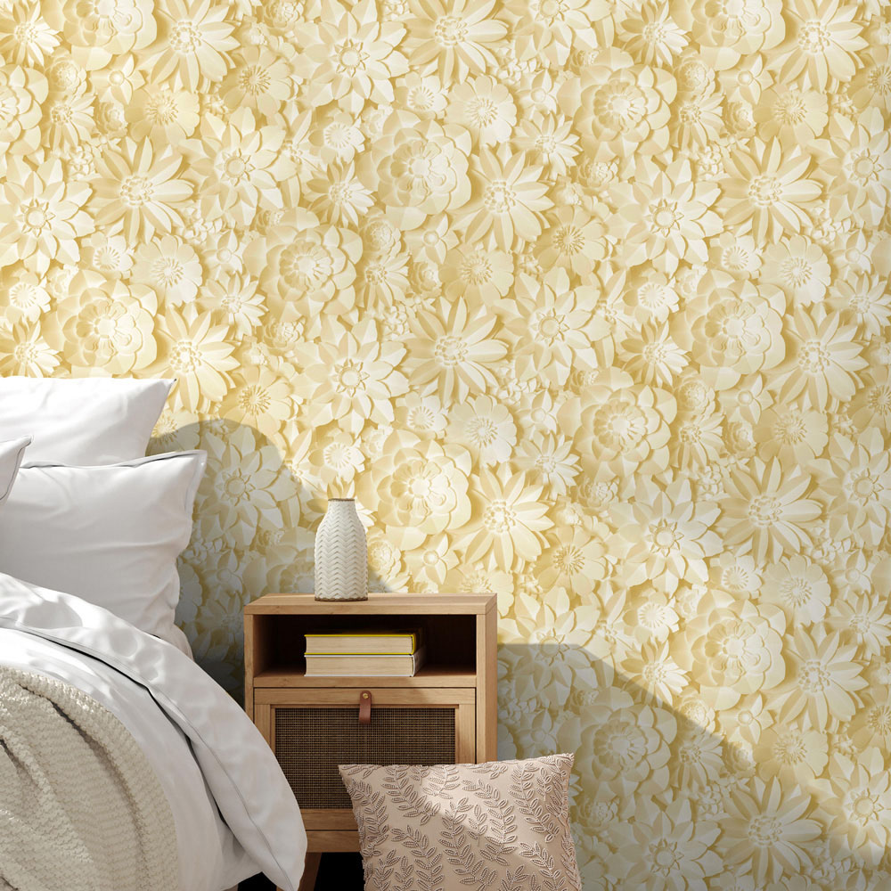Fine Decor Dimensions Floral Yellow Wallpaper Image 3