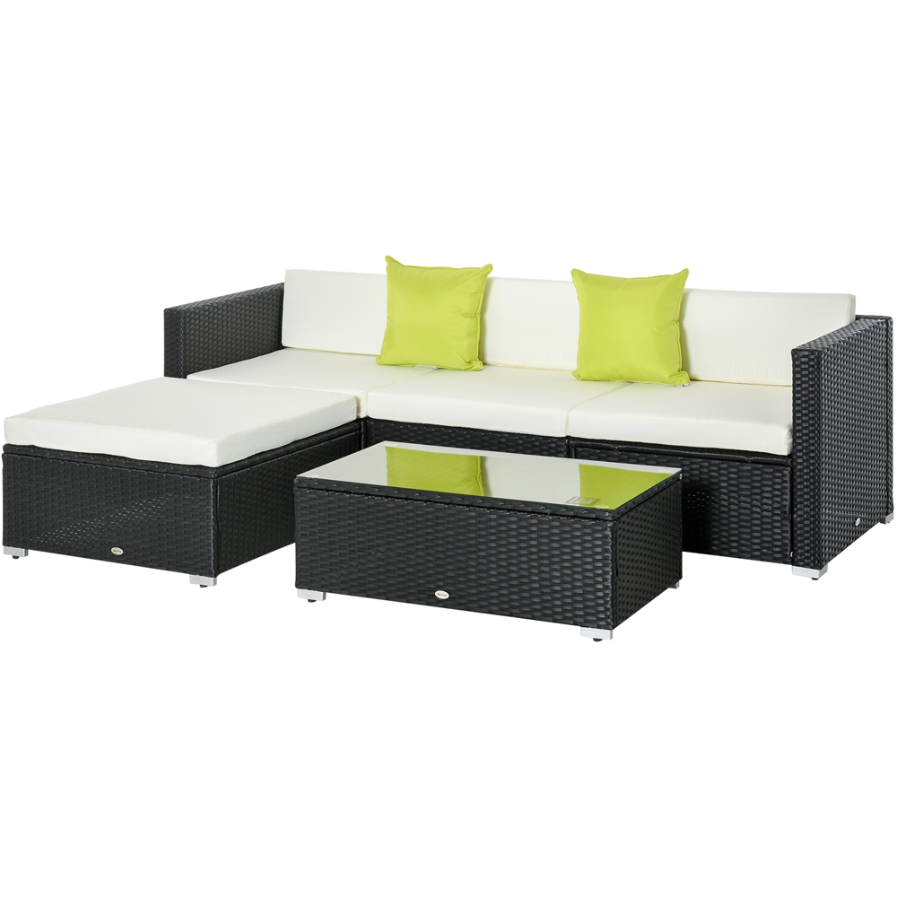 Outsunny 4 Seater Black Rattan Corner Lounge Set Image 2