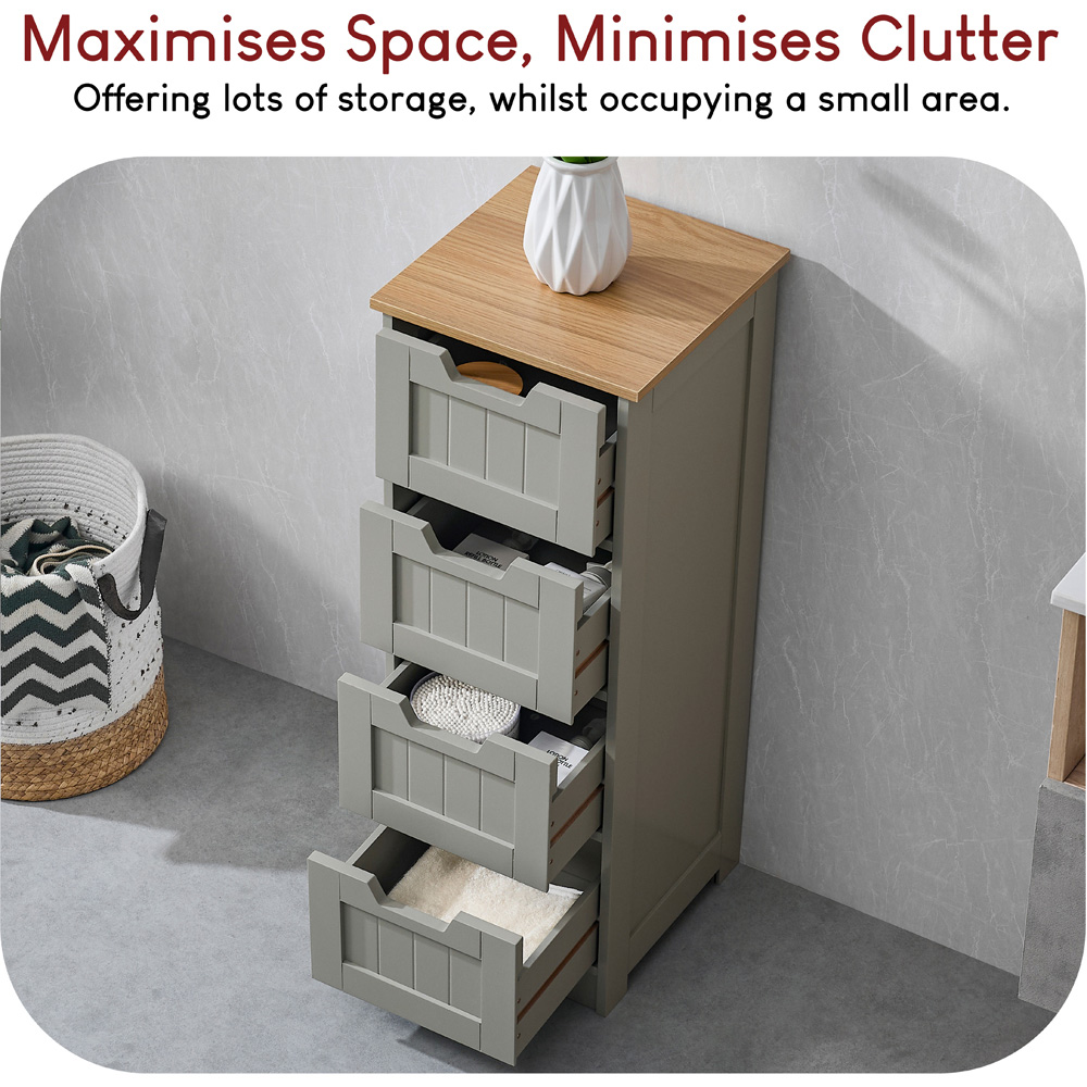 Bath Vida Priano 4 Drawer Grey Floor Cabinet Image 6