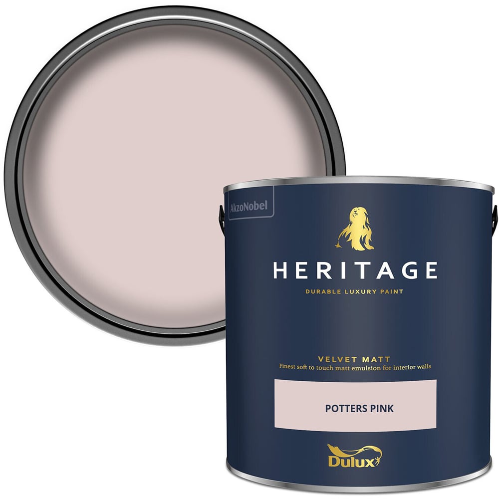 Dulux Heritage Walls and Ceilings Potters Pink Velvet Matt Emulsion Paint 2.5L Image 1