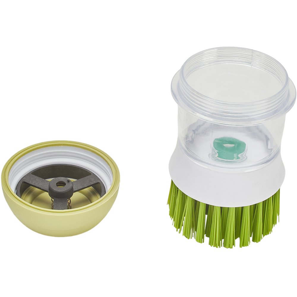 Living and Home Green Dish Pot Brush with Soap Dispenser Image 6