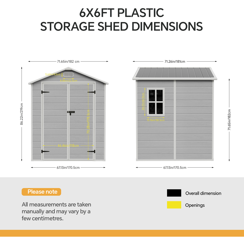 Living and Home 6 x 6ft Smokey Grey Wood Grain Plastic Garden Storage Shed Image 9