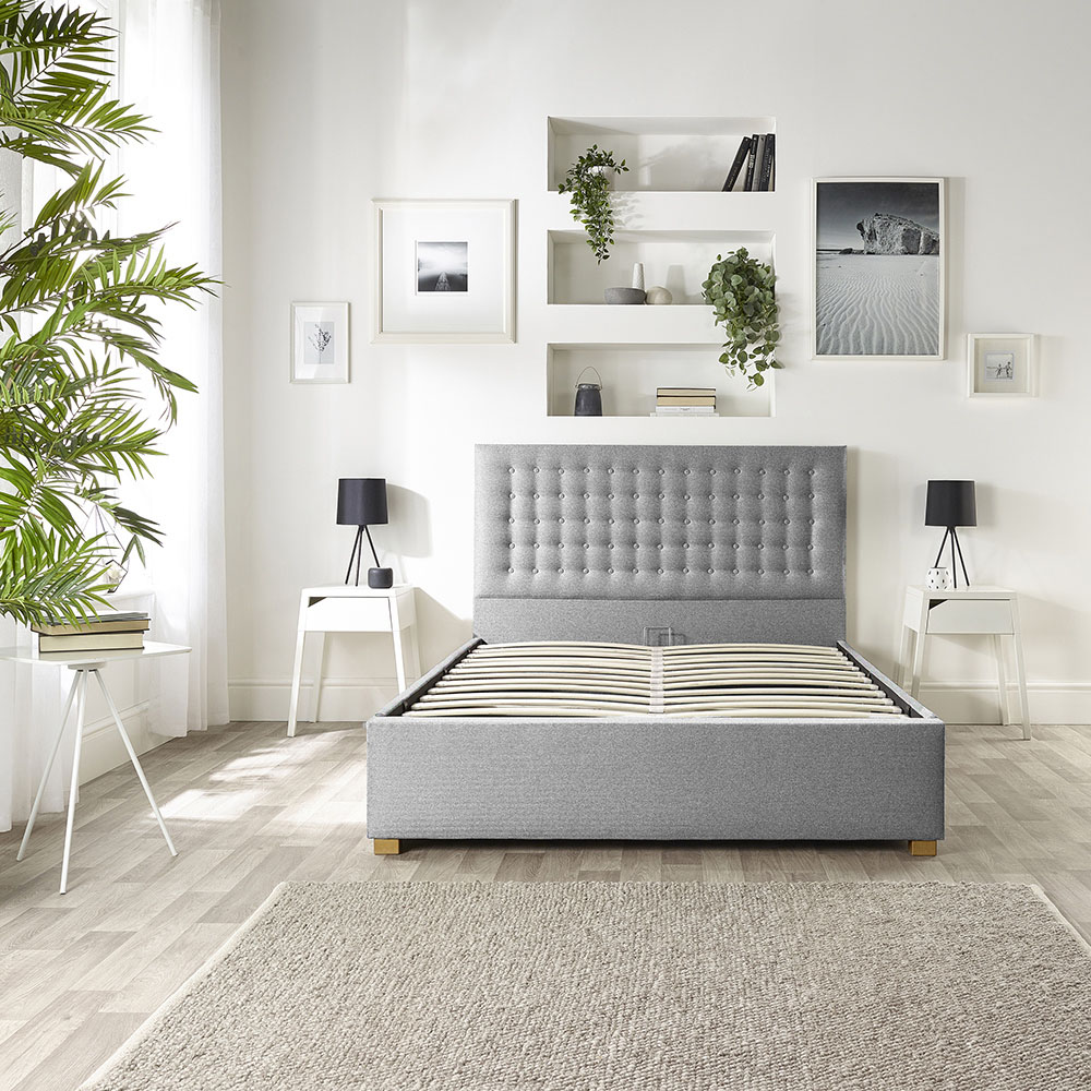 Catherine Lansfield Opulence Small Double Grey Twill Ottoman Bed Image 6