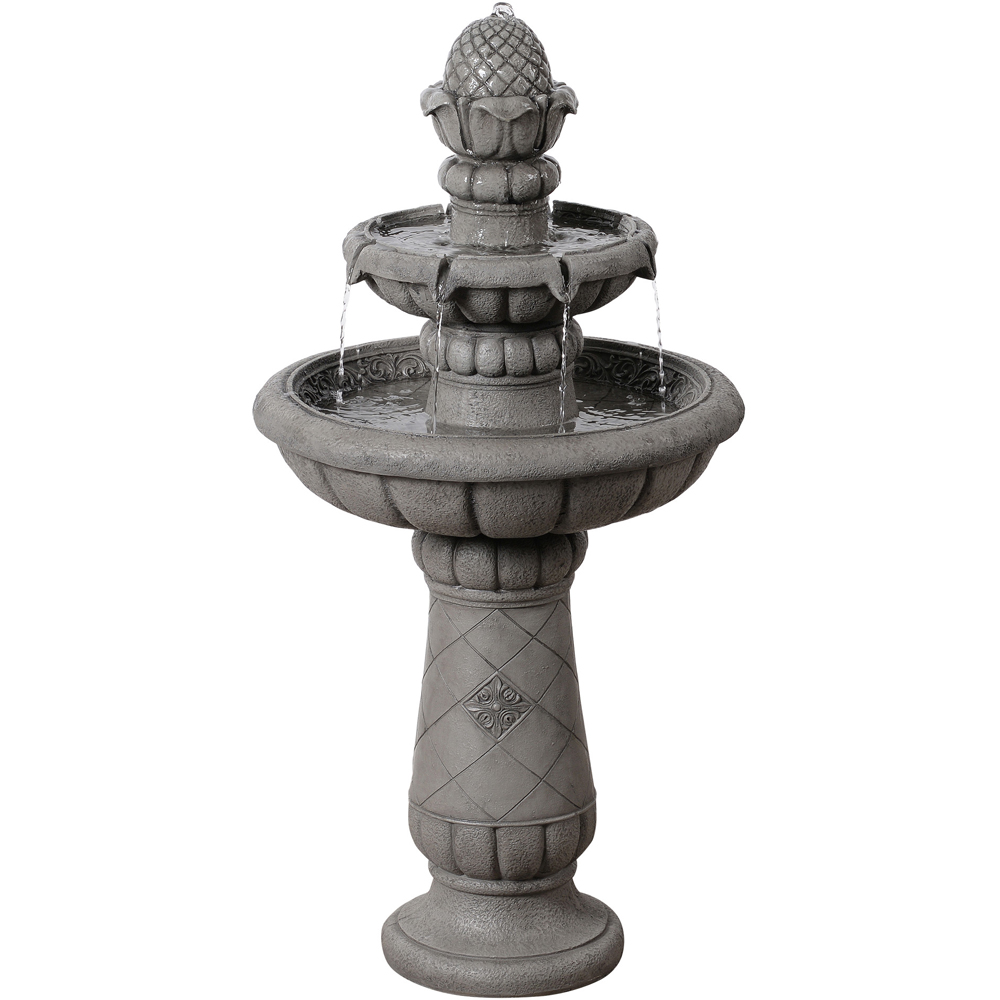 Teamson Home 2-Tier Light Grey Birdbath Water Fountain 99cm Image 4