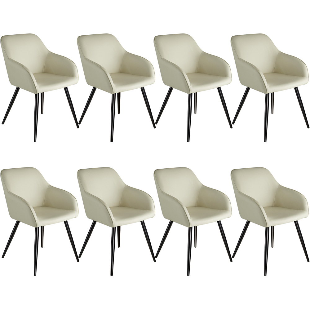 tectake Marilyn Set of 8 Cream Chair with Black Steel Legs Image 2