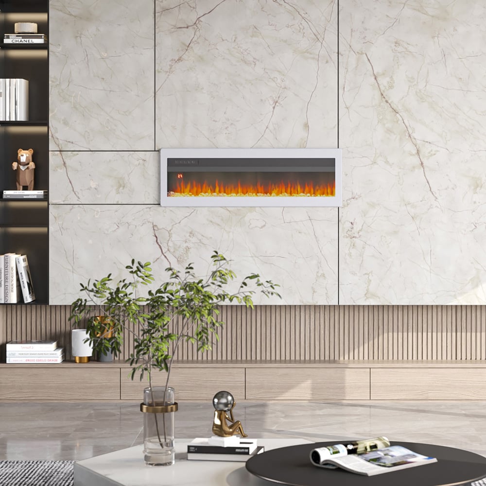 Living and Home White Freestanding Electric Fireplace Image 7
