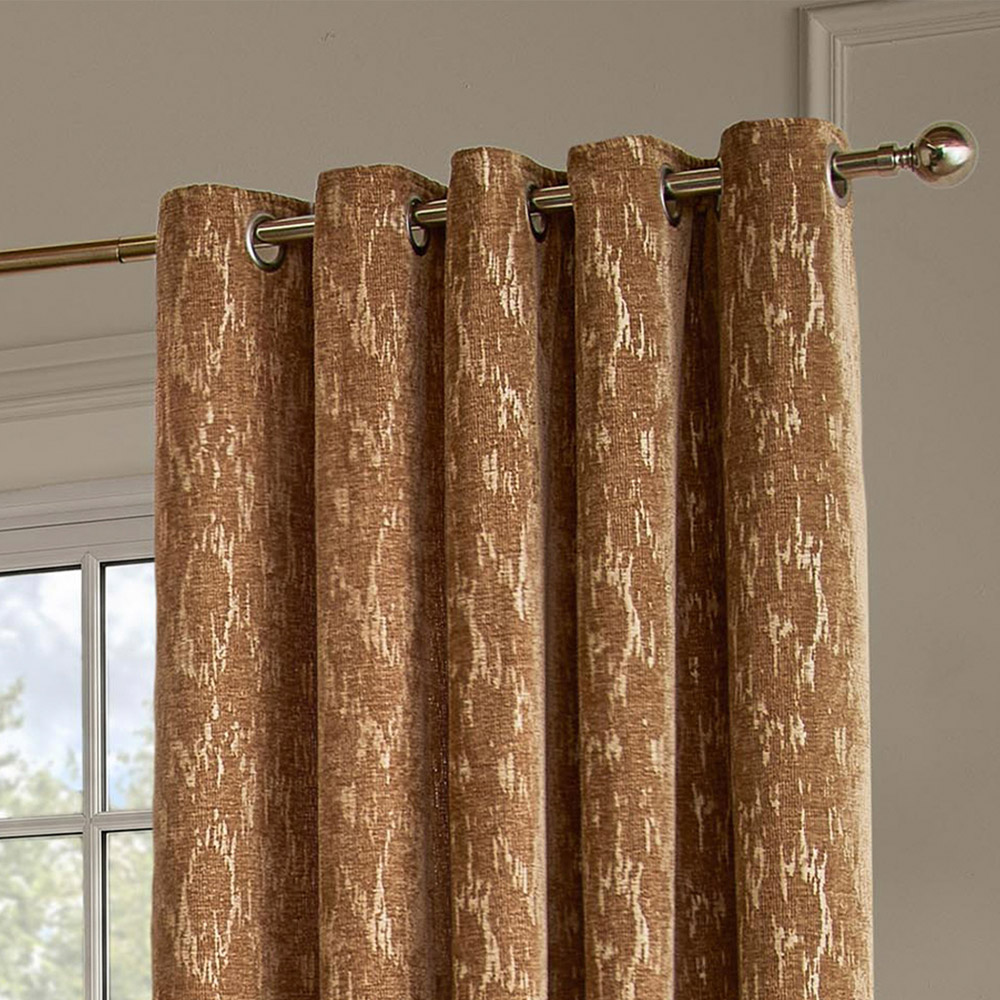 Paoletti Aurelio Caramel Chenille Fully Lined Eyelet Curtains 229 x 137cm Image 3