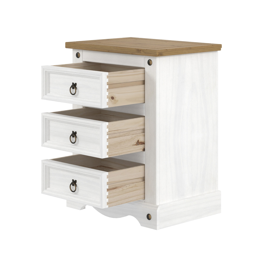 Core Products Corona 3 Drawer White Bedside Cabinet Image 5