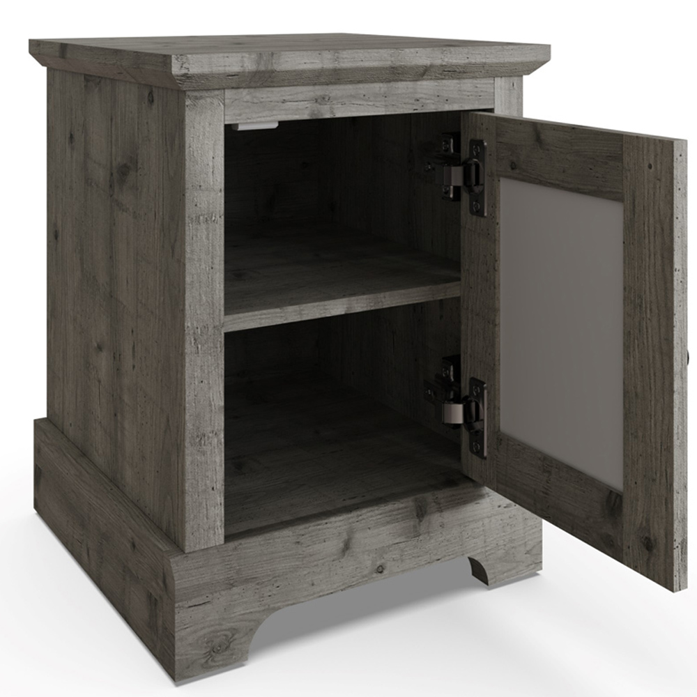 GFW Amelie Single Door Mexican Grey Mirrored Bedside Table Wilko