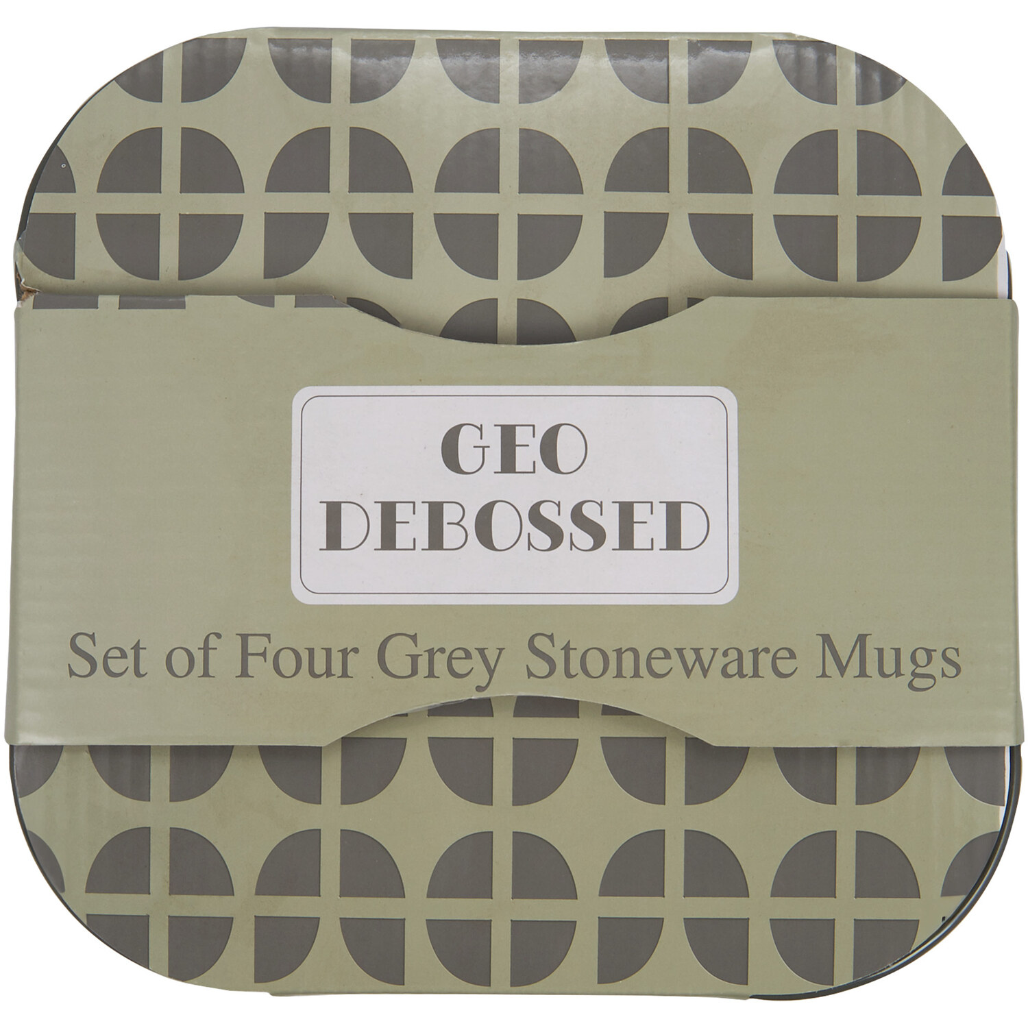 Set of 4 Geo Debossed Mugs - Grey Image 2