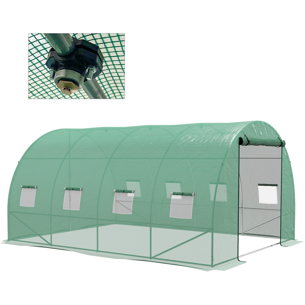 Outsunny Green PE Cover 4 x 3m Walk In Greenhouse with Sprinkler System Image 1