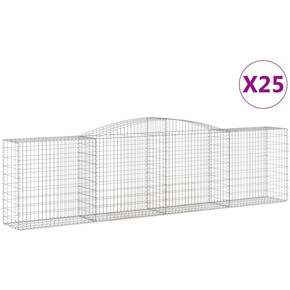 vidaXL Silver Galvanised Iron Arched Gabion Basket 100/120 x 50 x 400cm 25 Pack Image 2