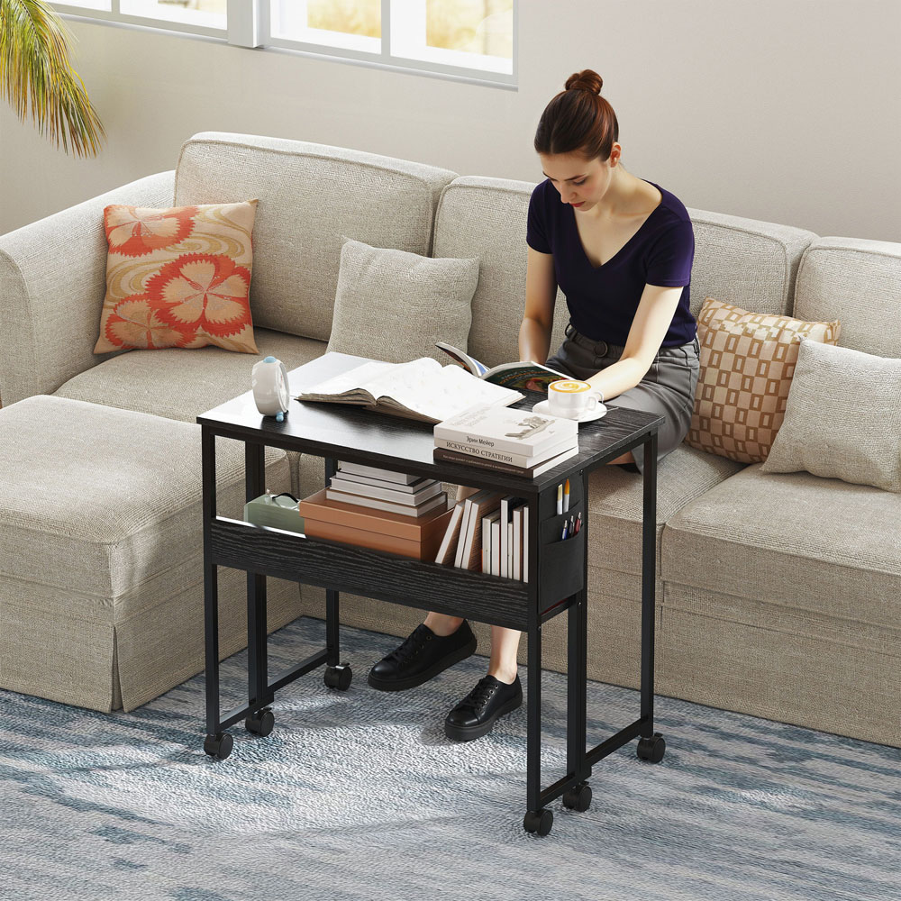 Portland Black Foldable Computer Desk with Wheels Image 3
