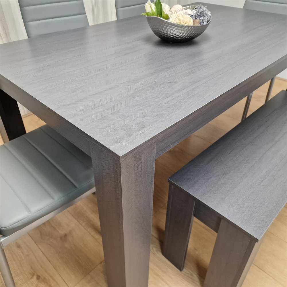 Kosy Koala 6 Seater Metal Arrow Design Dining Bench Set Grey Image 6