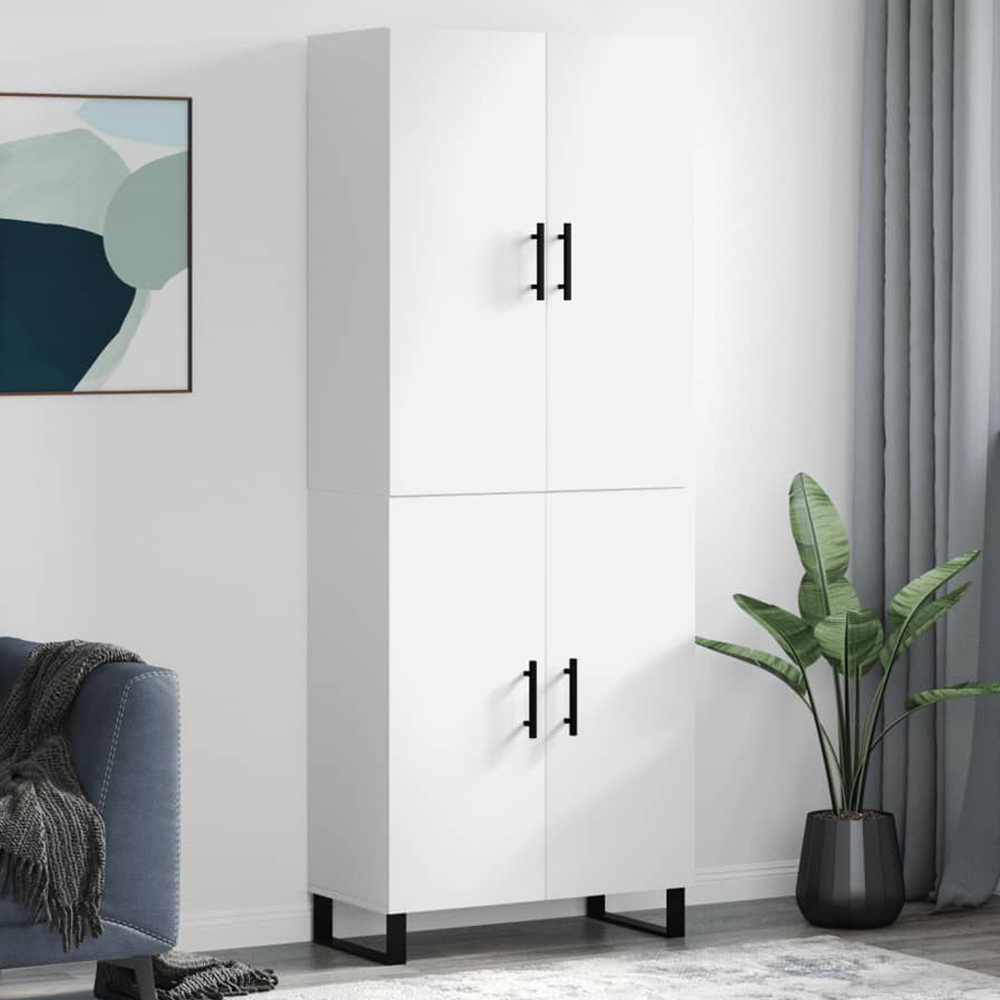 vidaXL 4 Door White Highboard Image 1