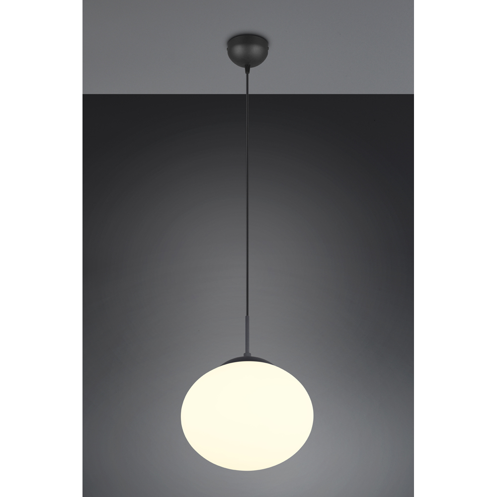 TRIO Fomento Matt Black and White Glass Ceiling Pendant Light Image 2