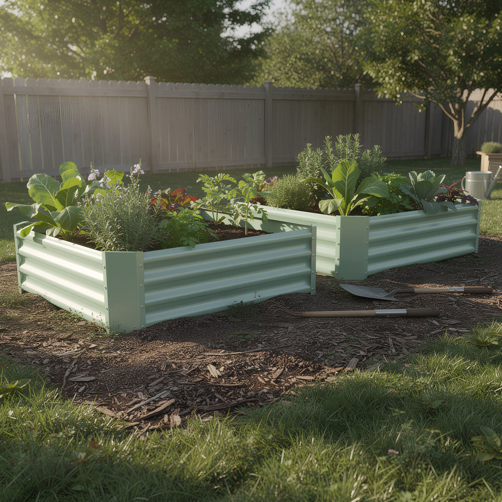 Harbour Housewares Green Square Galvanised Steel Raised Garden Bed 90 x 90cm Image 4