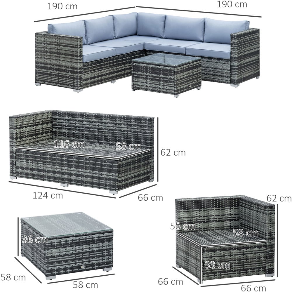 Outsunny 5 Seater Garden Dining Set Grey Image 7