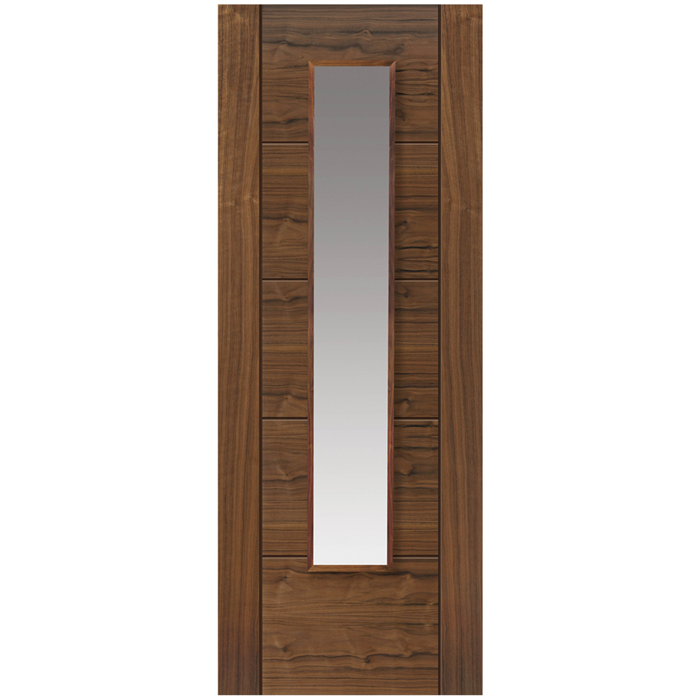 JB Kind Emral Contemporary Walnut Glazed Internal Door 1981 x 762mm Image 1
