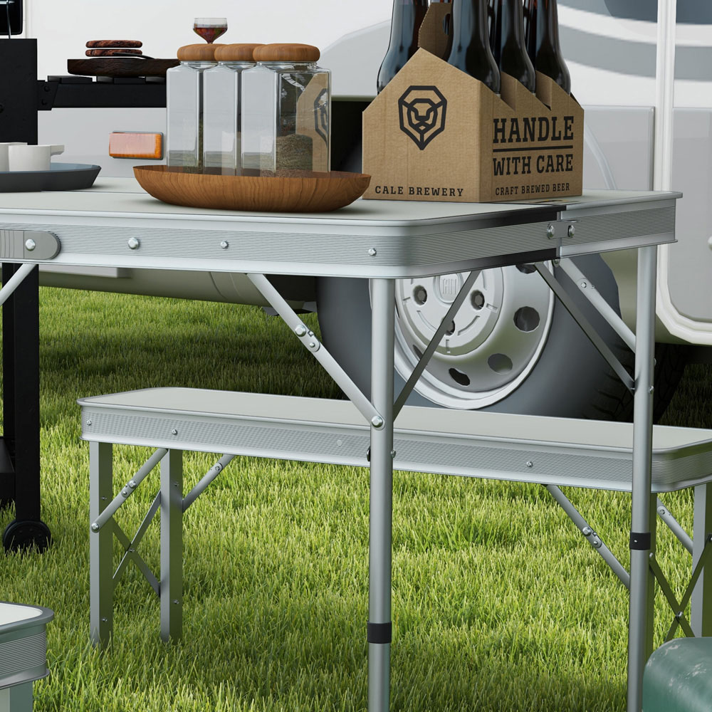 Outsunny 4 Seater Aluminium Foldable Camping Picnic Table Set Image 3