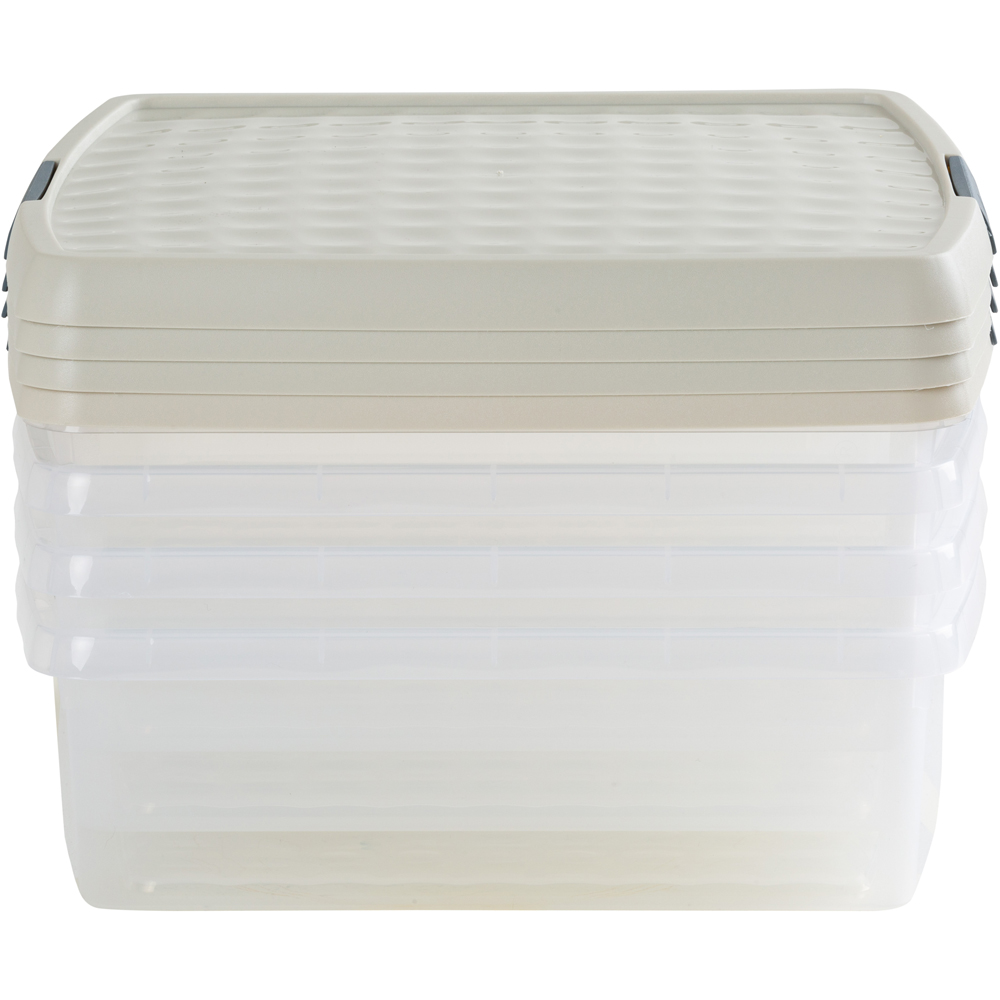Wham Clip 13.2L Clear Stone and Slate Grey Square Storage Box with Lid 4 Pack Image 5