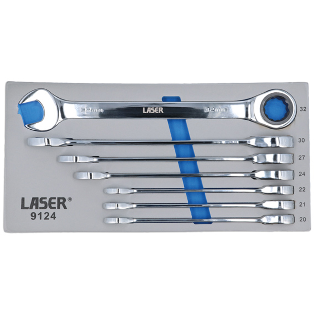 Laser 7 Piece Ratchet Ring Combination Spanner Set Image 5