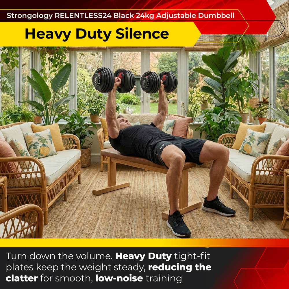 Strongology Urban24 Home Fitness Black and Red Adjustable Dumbbells 2.5kg to 24kg 2 Pack Image 6