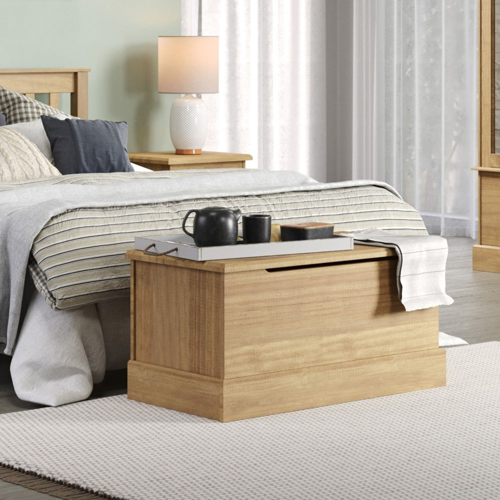 Core Products Cotswold Pine Wood Ottoman Storage Trunk Image 5