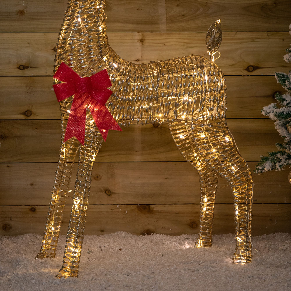 Samuel Alexander Warm White LED Light Up Gold Glitter Twist Reindeer Christmas Decoration 95cm Image 6