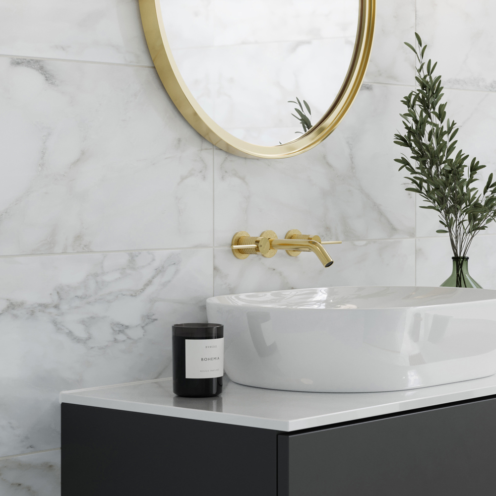 Johnson Tiles Bianco Taupe Marble Satin Rectified Wall Tile Sample 600 x 300mm Image 1