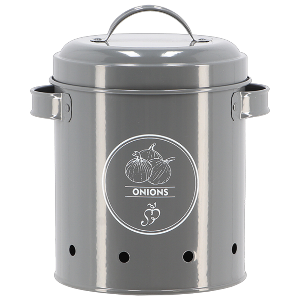 Fallen Fruits Anthracite Onion Storage Tin Box Image 1
