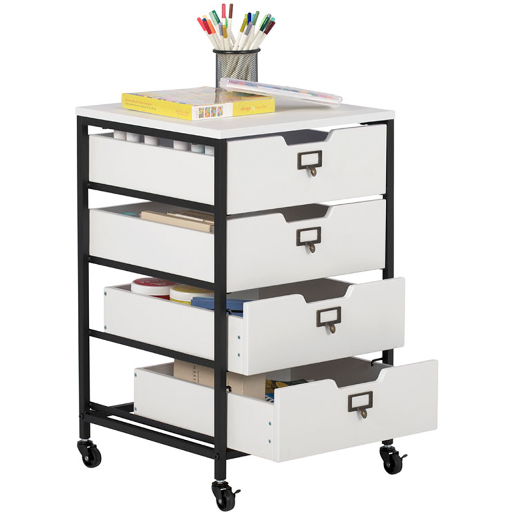 Sewing Online 10224 4 Drawer White with Black Frame Mobile Storage Organiser Image 3