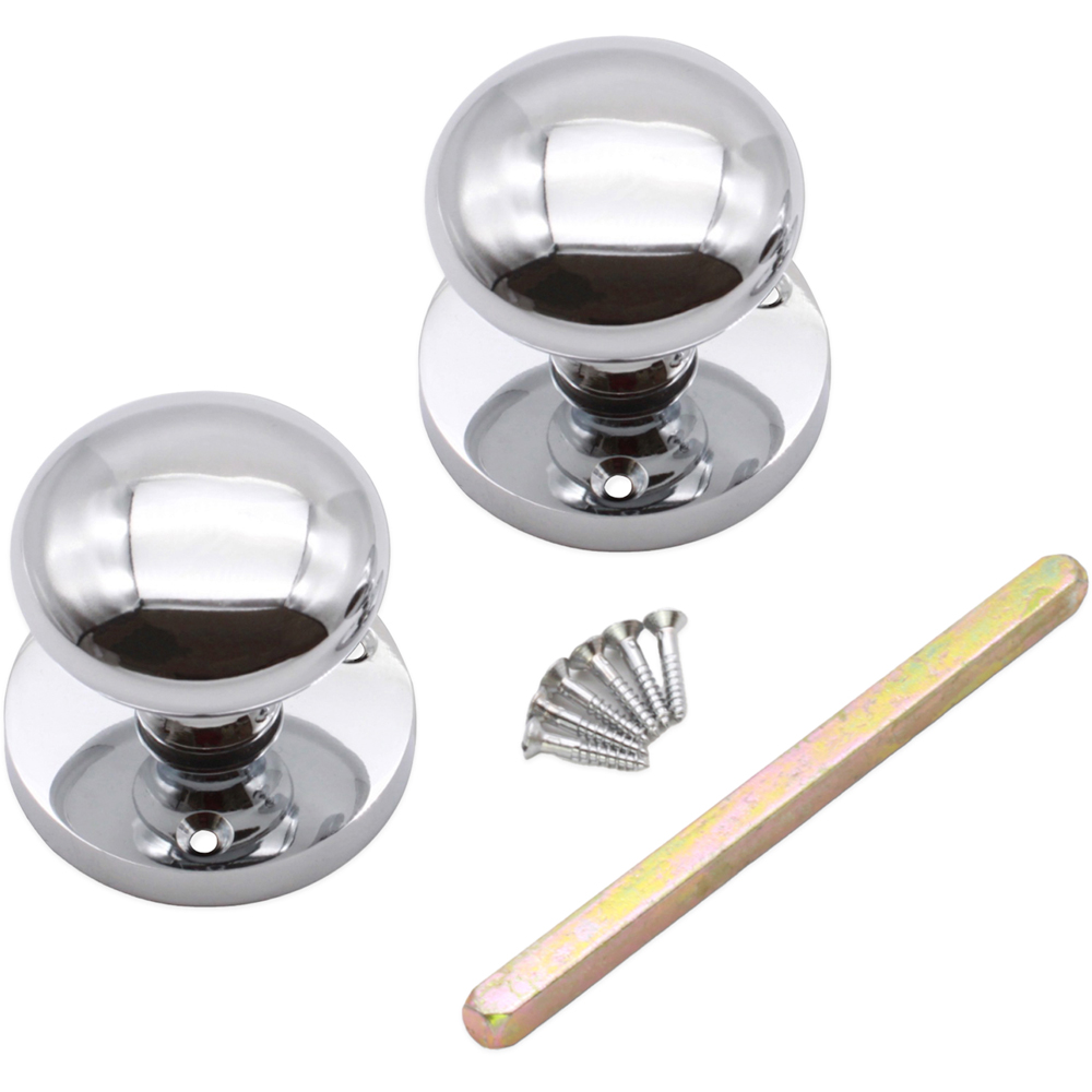 Spira Brass Polished Chrome Victorian Mortice Door Knob 2 Pack Image 4