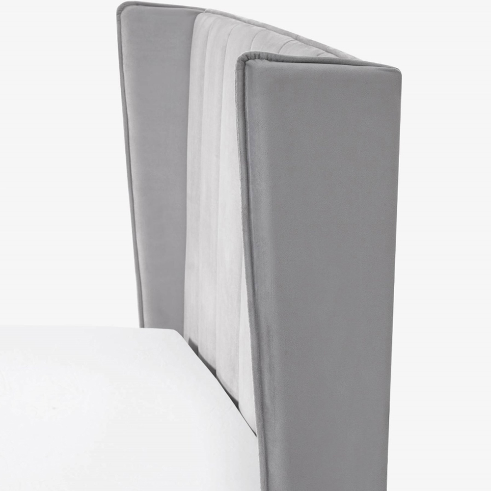 Julian Bowen Katie King Size Grey Velvet Bed Frame with Winged Headboard Image 6