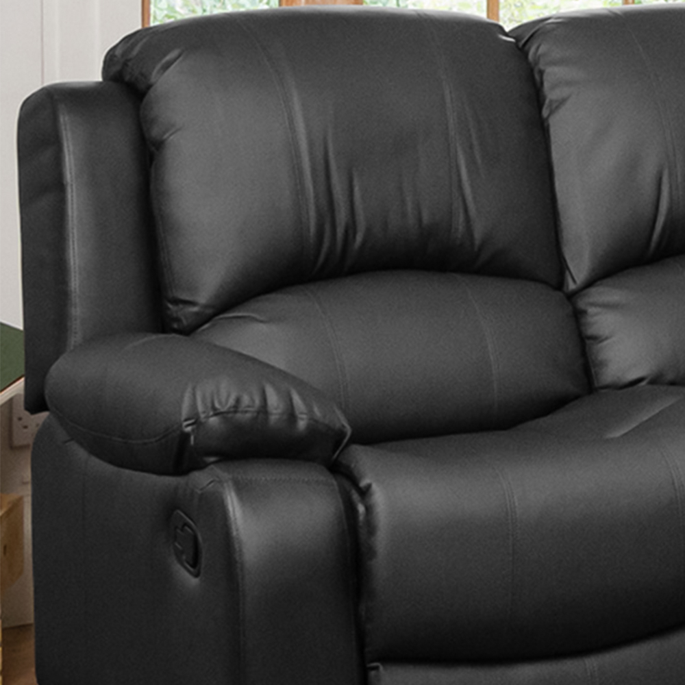 Glendale 2 Seater Black Bonded Leather Manual Recliner Sofa Image 2