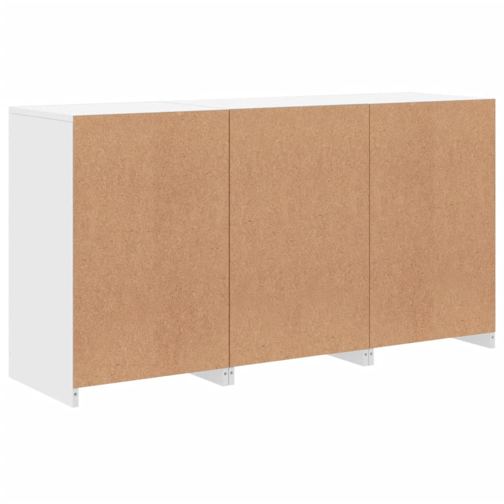vidaXL 2 Door 8 Shelf White LED Sideboard 3 Piece Image 6