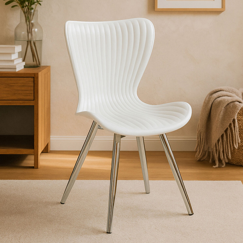 Premier Housewares Stockholm Silver and White Textured Dining Chair Image 3