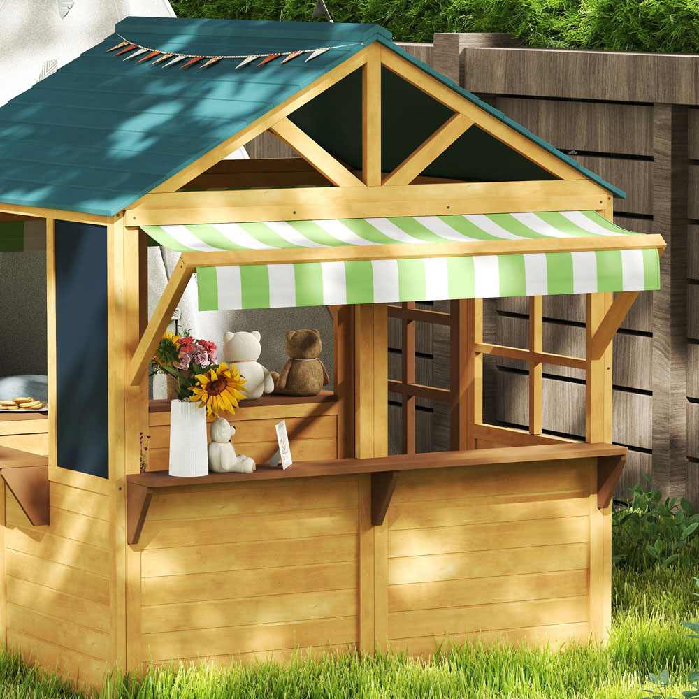 AIYAPLAY Kids Brown Wooden Outdoor Playhouse Image 4