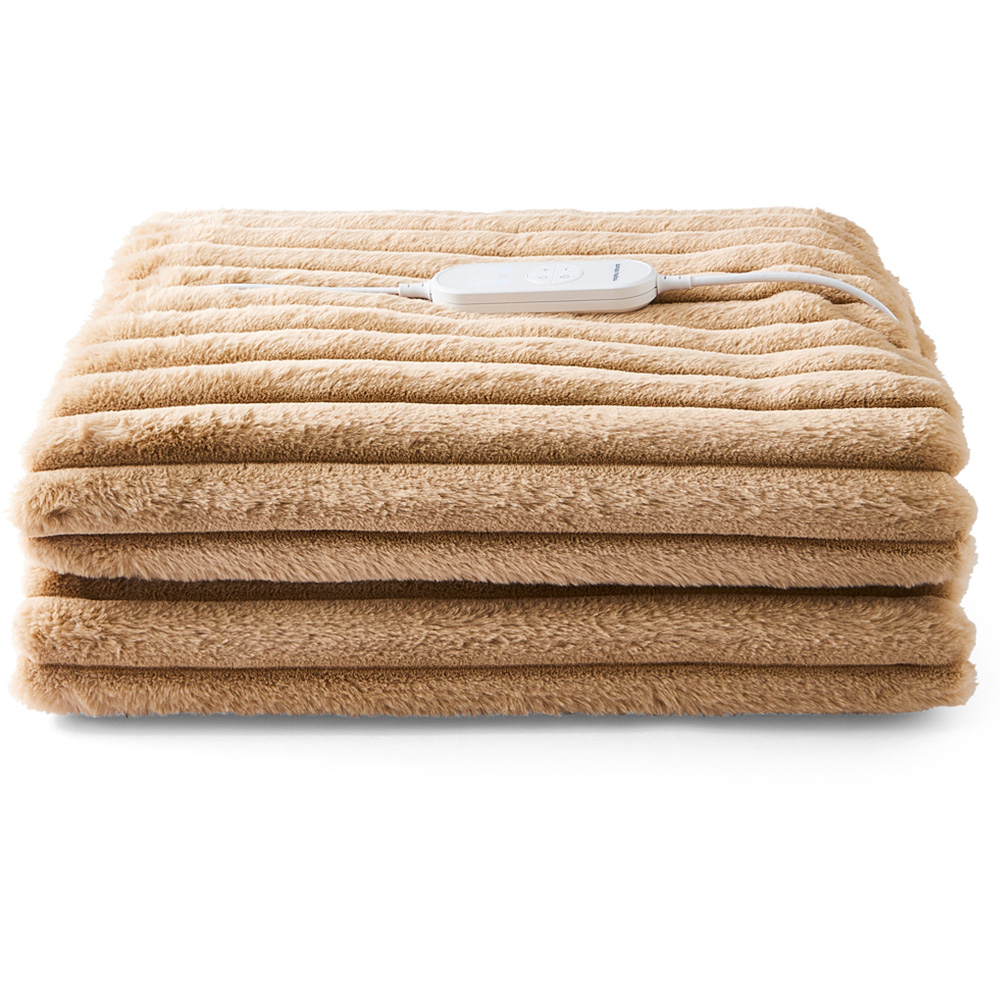 Morphy Richards Mocca Flannel Fleece and Striped Faux Fur Heated Electric Throw 200 x 180cm Image 3