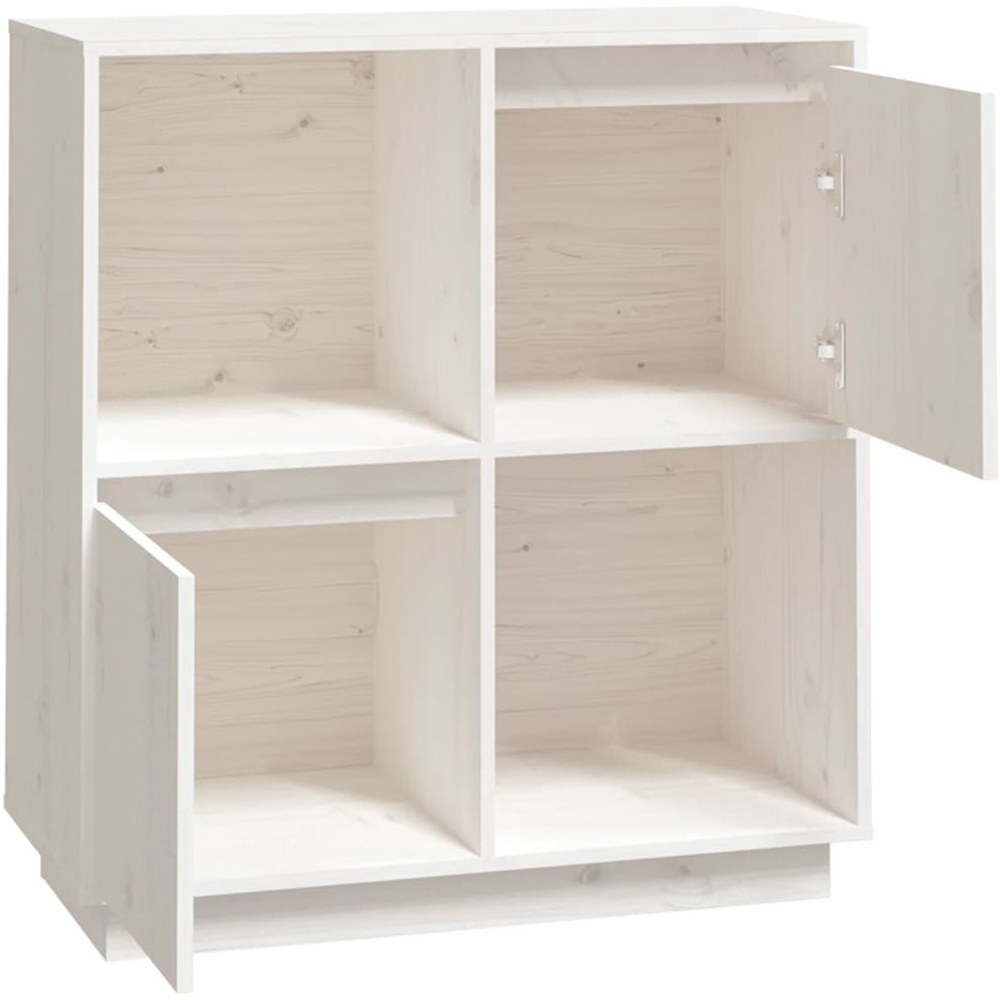 vidaXL 2 Door 2 Shelf White Solid Pine Wood Sideboard Image 5