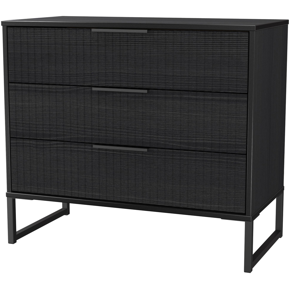 Crowndale Fluted 3 Drawer Black Ash Chest of Drawers Ready Assembled Image 4