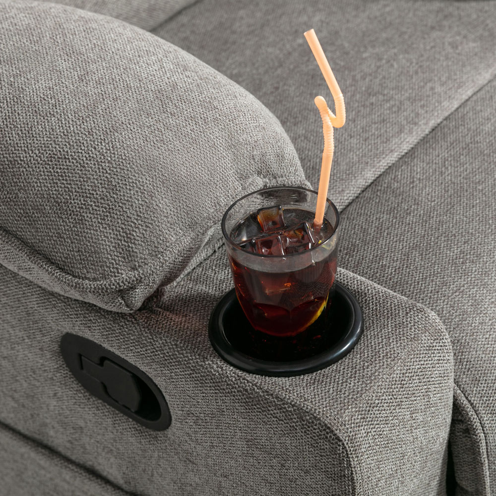 Furniture Online Sydney Grey Manual Recliner Chair with Cupholder Image 7