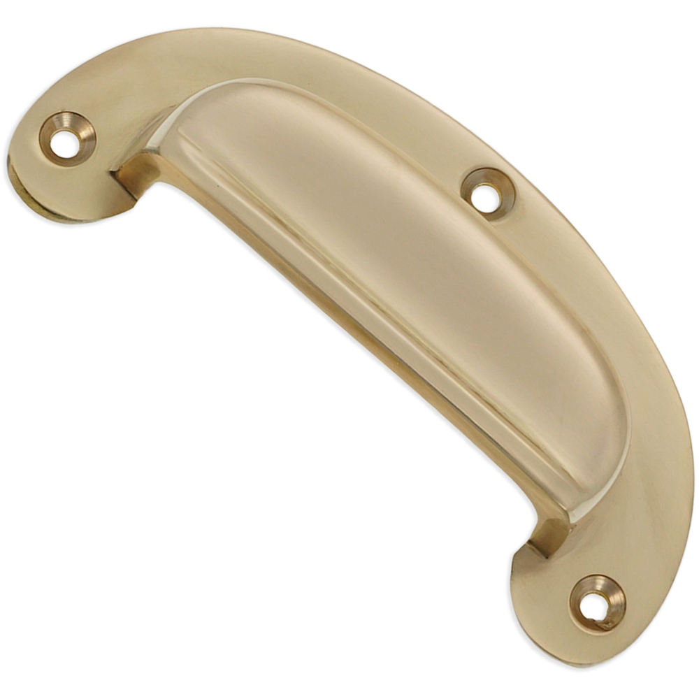 Spira Brass Traditional Polished Brass Cup Pull Drawer Handle Image 3