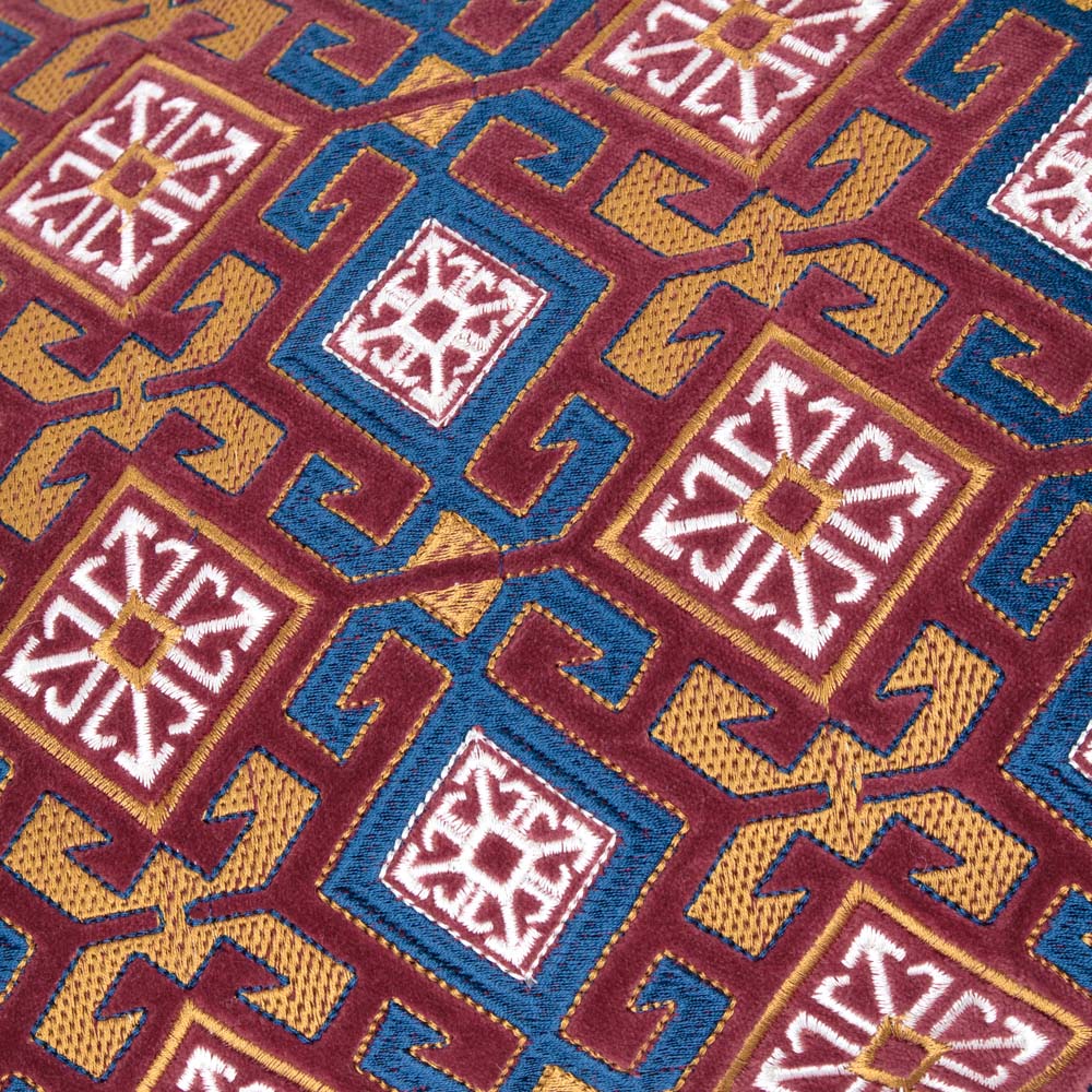Paoletti Laurel Ruby and Gold Embroidered Velvet Cushion 30 x 60cm Image 5