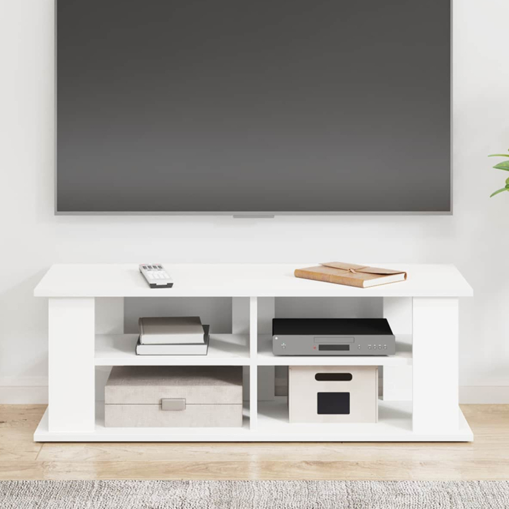 vidaXL 4 Shelf White TV Stand Image 1