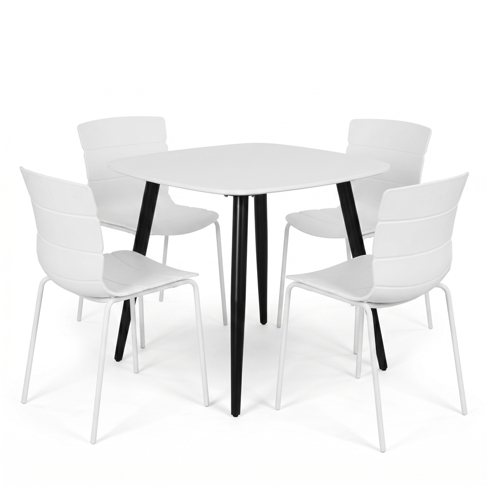 Core Products Aspen Bali 4 Seater Plastic Square Dining Set White Image 2