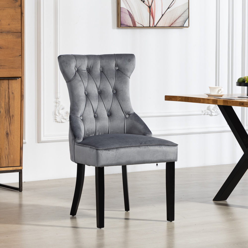 Artemis Home Genola Set of 2 Grey Velvet Fabric Dining Chair Image 6
