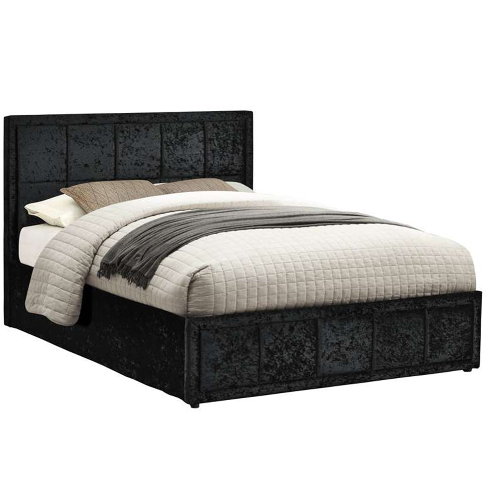 Hannover Small Double Black Crushed Velvet Ottoman Bed Frame Image 2